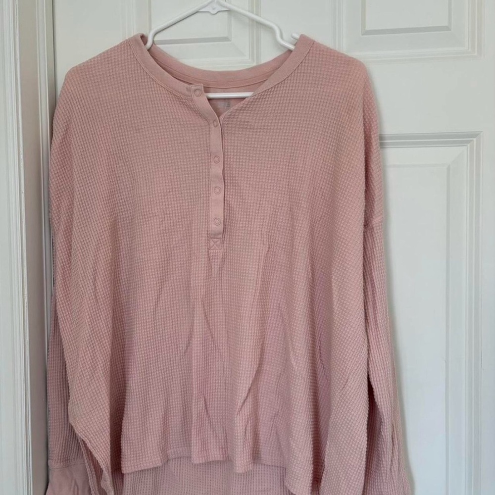 Aerie Offline Waffle Knit Henley Top
